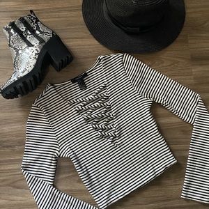 Crisscross front long sleeve shirt!